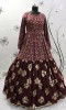 Brown Color Georgette Fabric Gown With Metallic Foil Work